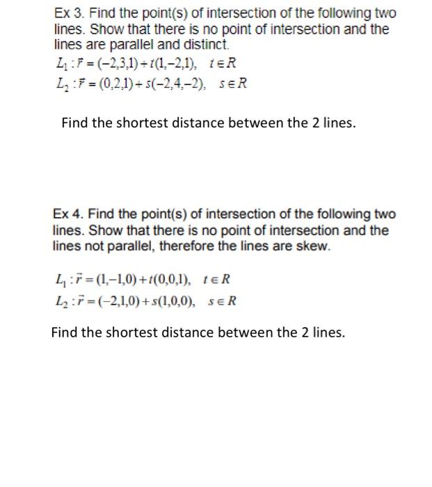 find point of intersection between 2 lines