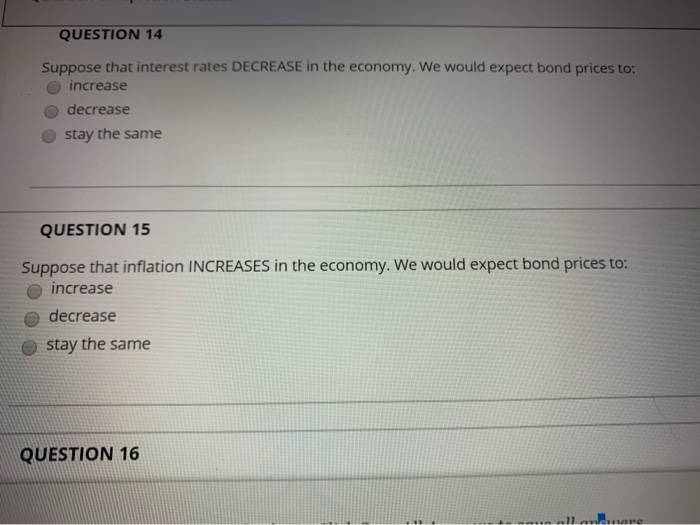 Solved QUESTION 14 Suppose that interest rates DECREASE in | Chegg.com
