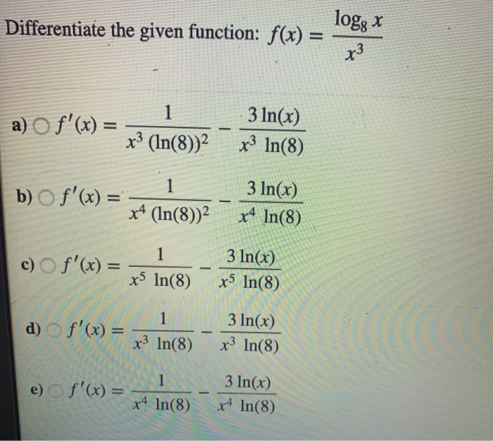 Solved Logg X Differentiate The Given Function F X Chegg Com