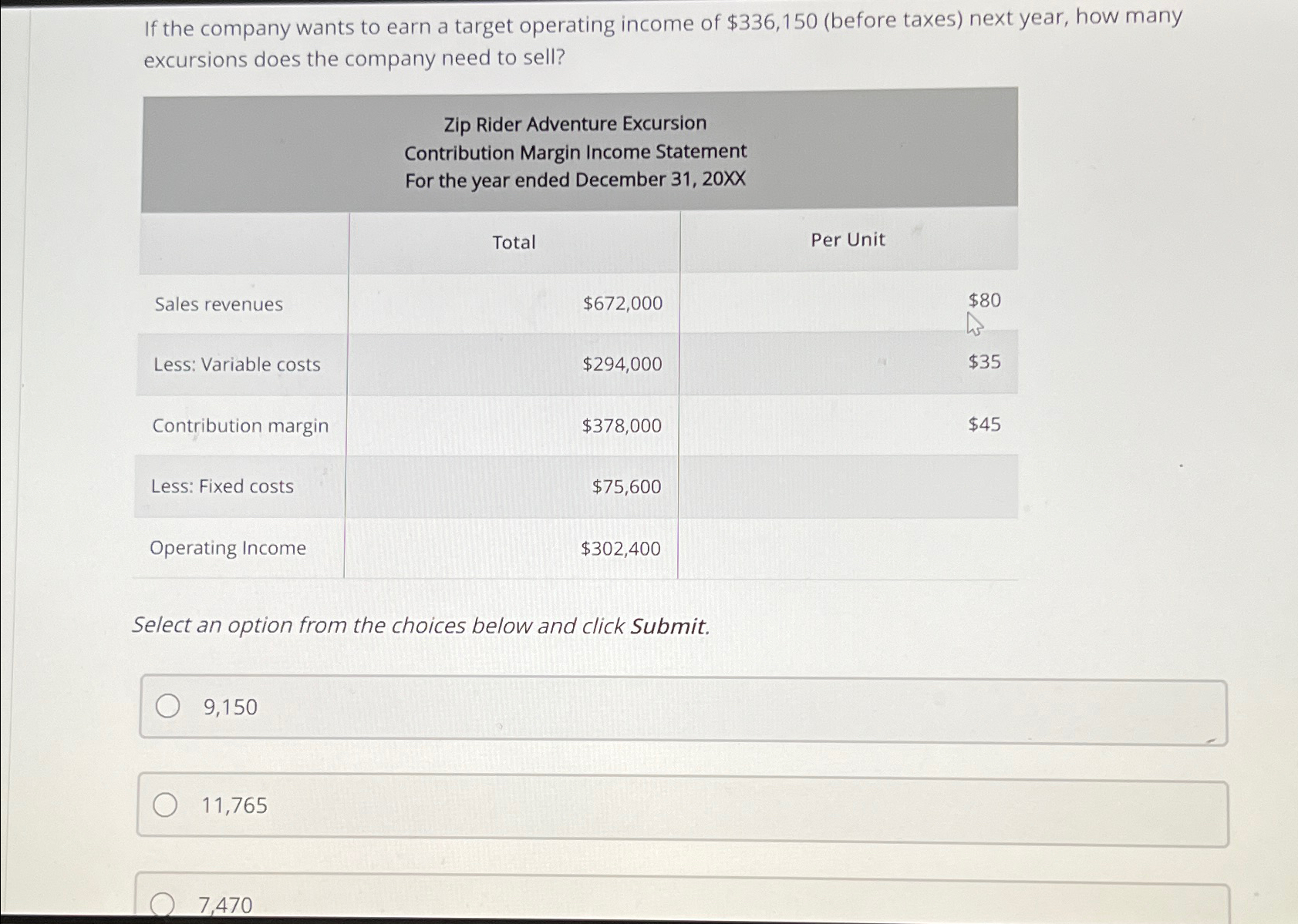 Solved If the company wants to earn a target operating | Chegg.com