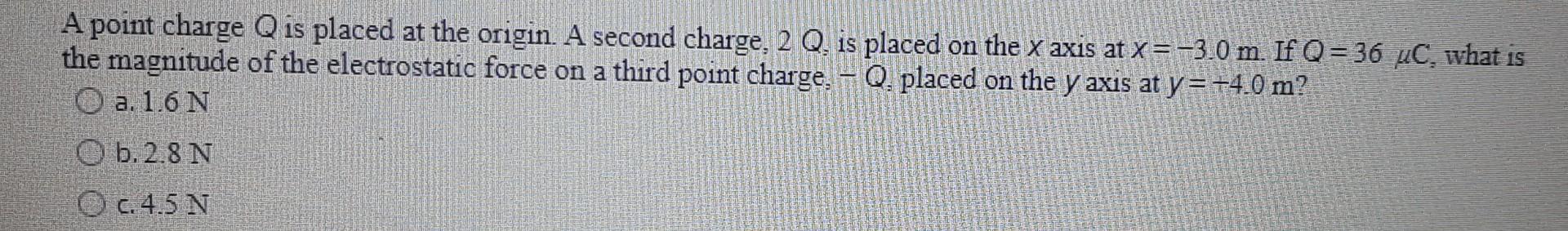 Solved A Point Charge \\( Q \\) Is Placed At The Origin. A 