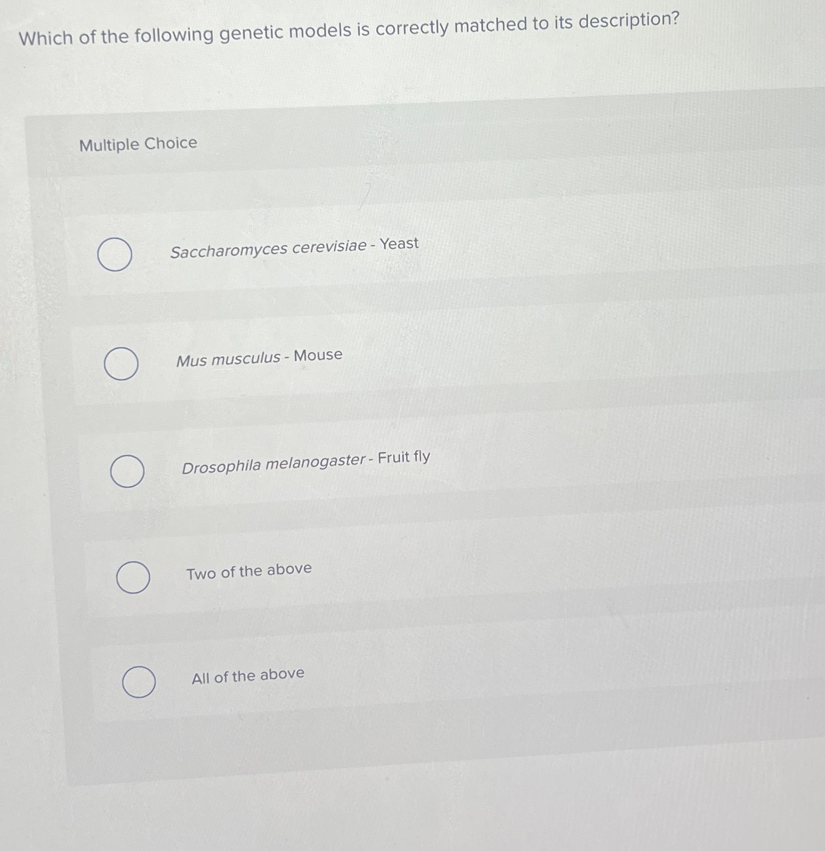 Solved Which of the following genetic models is correctly | Chegg.com