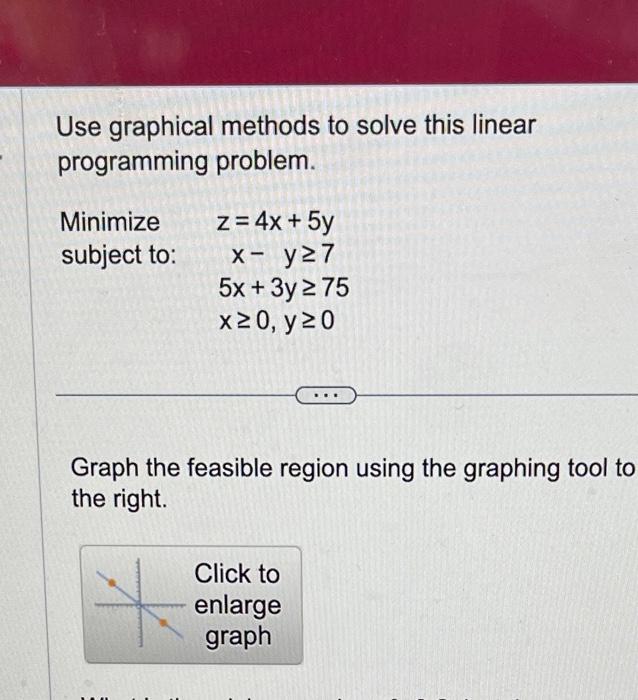 Solved Use graphical methods to solve this linear | Chegg.com