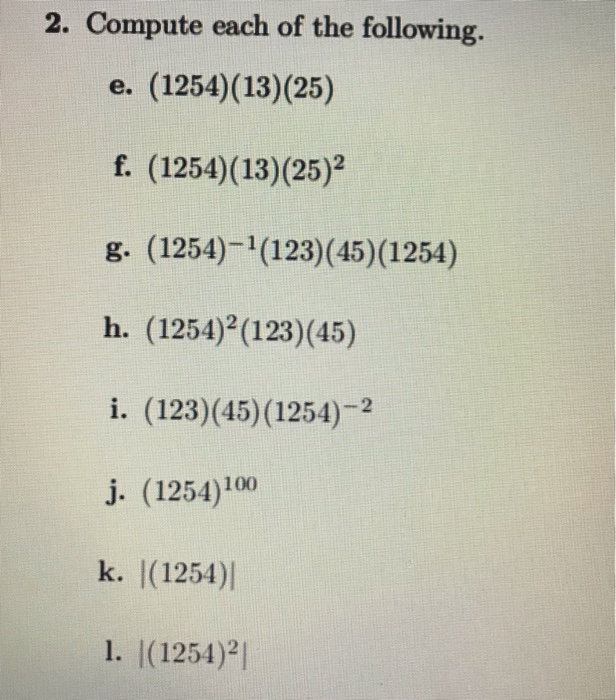 Solved 2 Compute Each Of The Following 1254 13 25 Ee Chegg Com