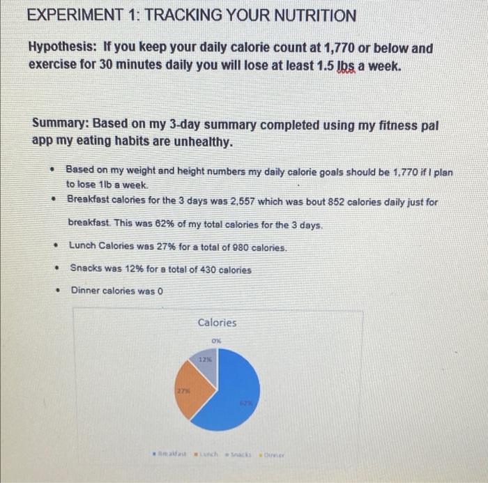 experiment 1 tracking your nutrition