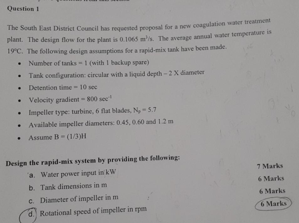Solved Question 1 . The South East District Council has