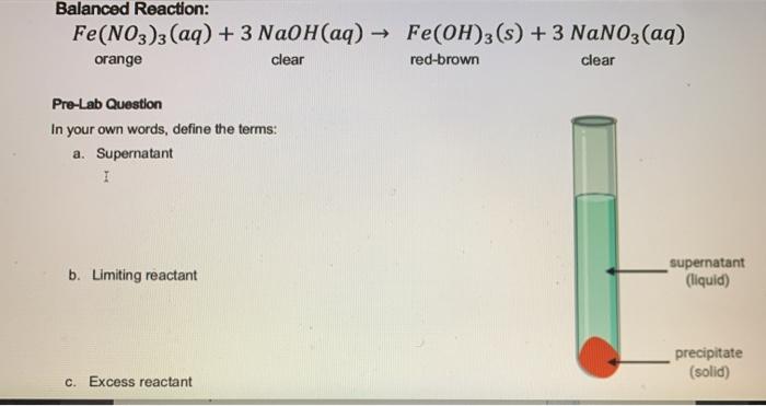 Balanced Reaction Fe No3 3 Aq 3 Naoh Aq Chegg 