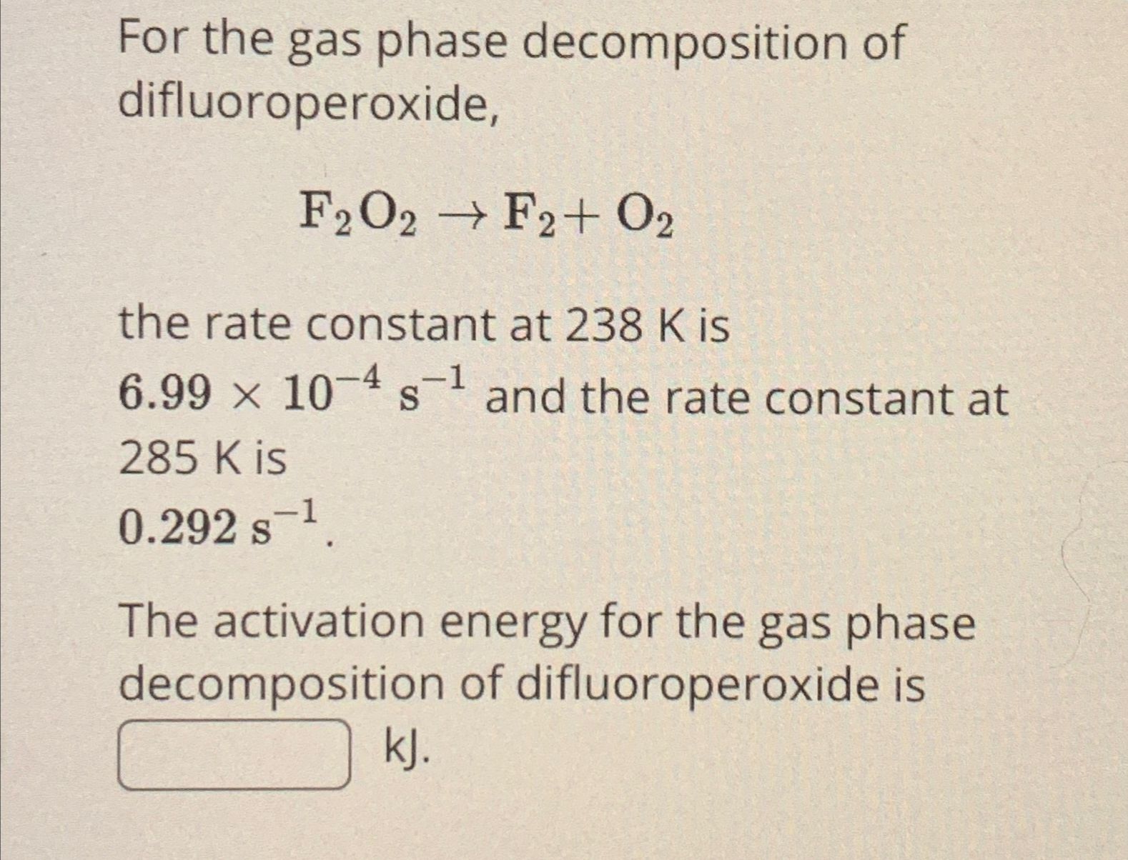 For the gas phase decomposition of | Chegg.com