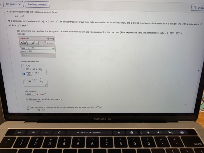 Solved 215 points ~ Previous Answers A certain reaction has | Chegg.com