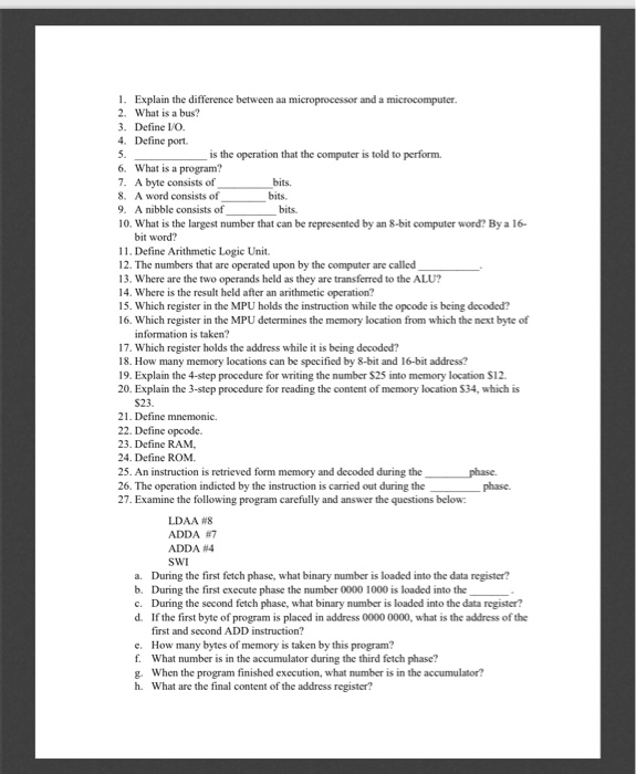Solved 1. Explain the difference between aa microprocessor | Chegg.com
