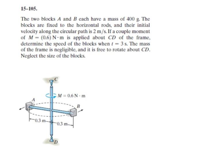 Solved 15-105. The two blocks A and B each have a mass of | Chegg.com