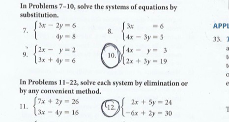 Solved In Problems 7 10 Solve The Systems Of Equations By Chegg Com