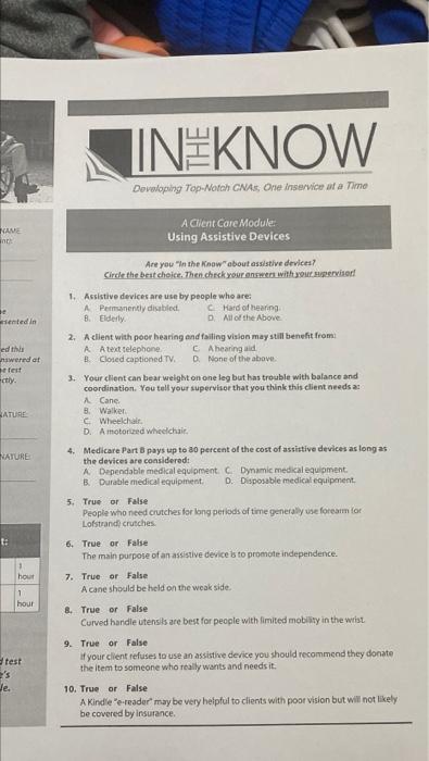 Solved IN KNOW Developing Top-Match CNAs, One Inservice at a | Chegg.com
