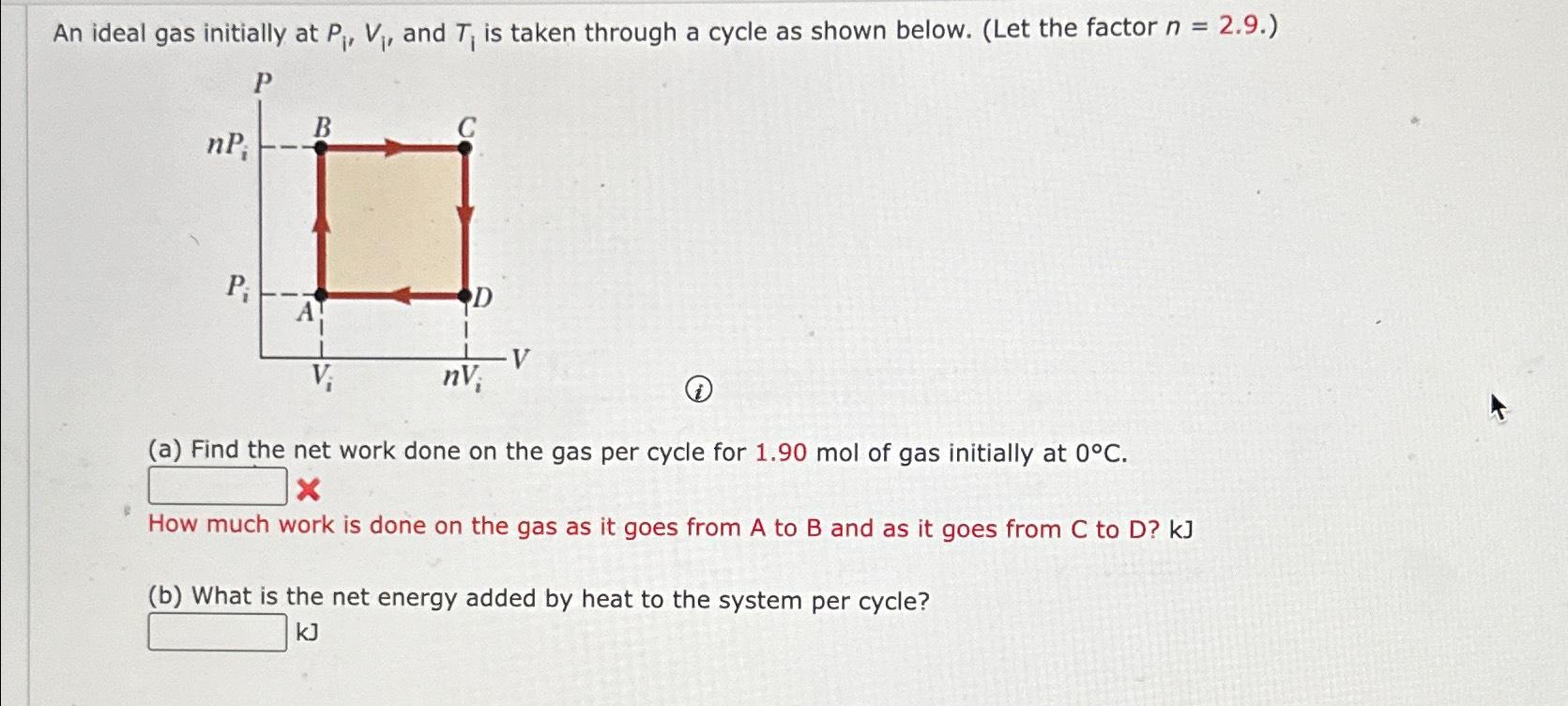 Solved An Ideal Gas Initially At P1,V1, ﻿and T1 ﻿is Taken | Chegg.com