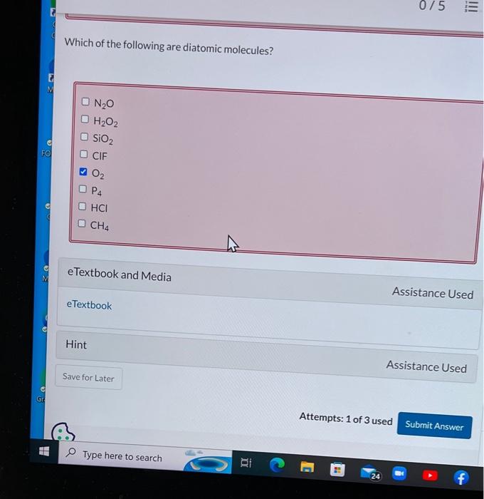 Solved Which Of The Following Are Diatomic Molecules? | Chegg.com