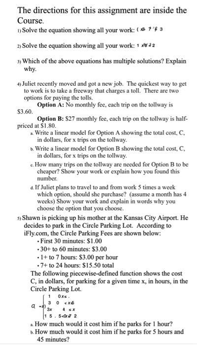 Solved The directions for this assignment are inside the | Chegg.com