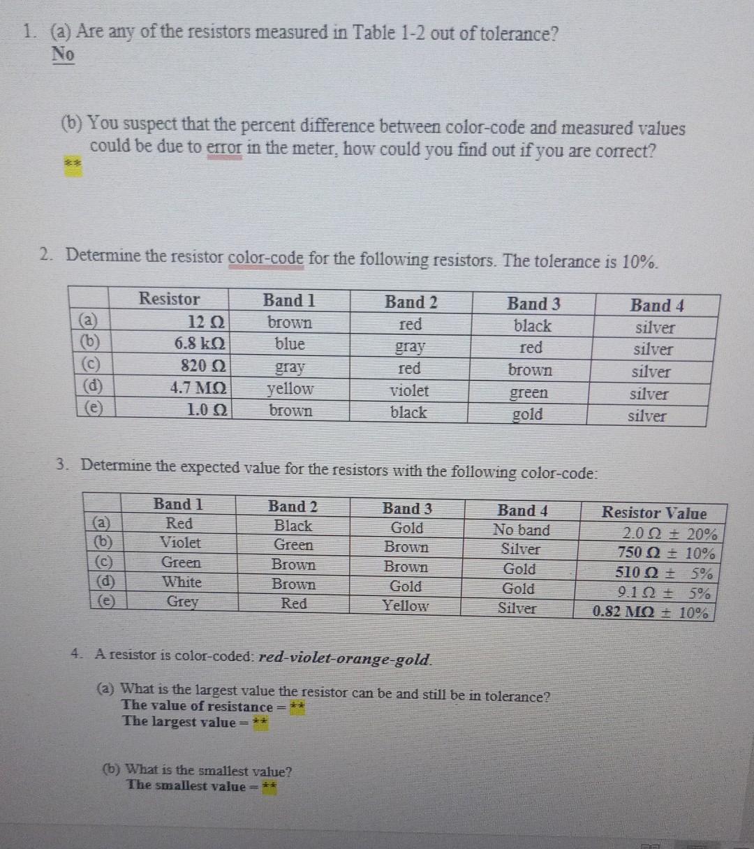 Solved PART ONE MEASUREMENT OF RESISTANCE 2.3 Summary of Chegg