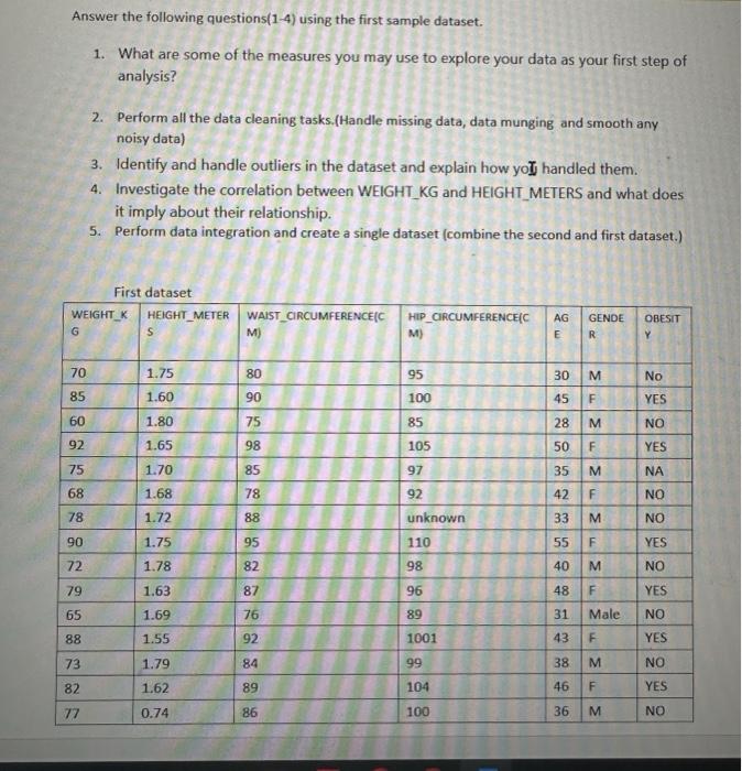 Solved Answer the following questions (1−4) using the first | Chegg.com