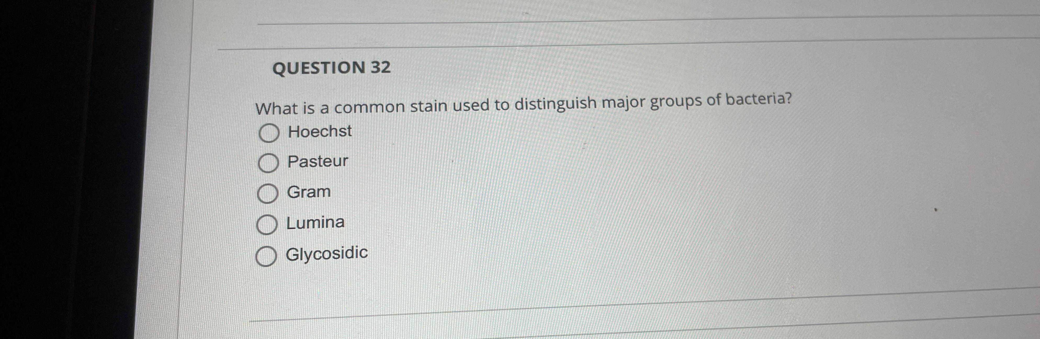 Solved QUESTION 32What is a common stain used to distinguish | Chegg.com