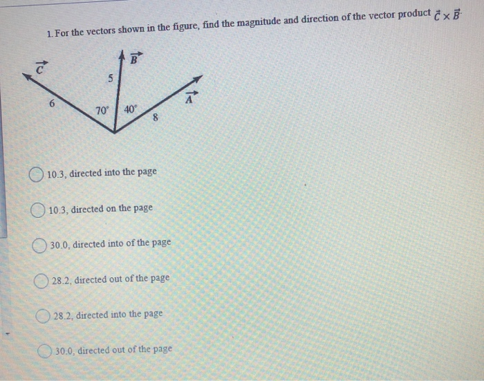 Solved 1. For The Vectors Shown In The Figure, Find The | Chegg.com