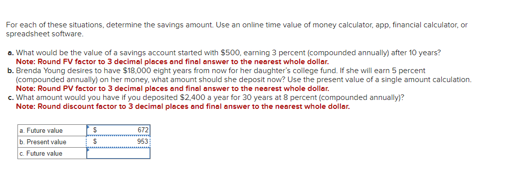 Solved For each of these situations, determine the savings | Chegg.com