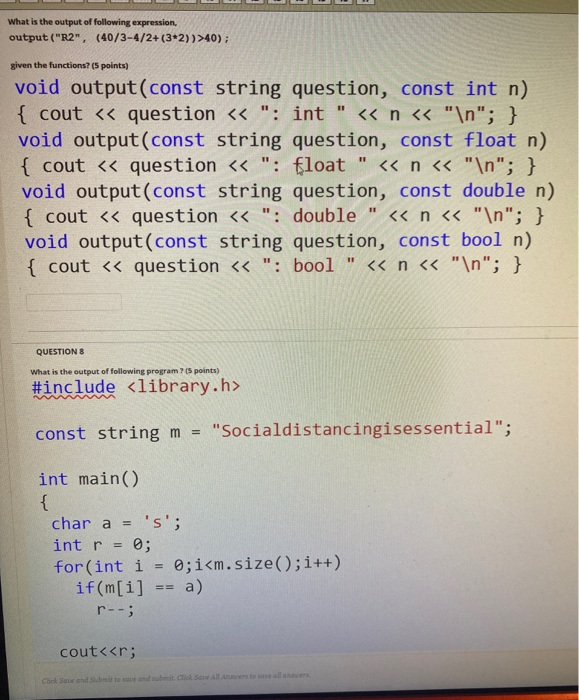Solved What is the output of following expression, | Chegg.com