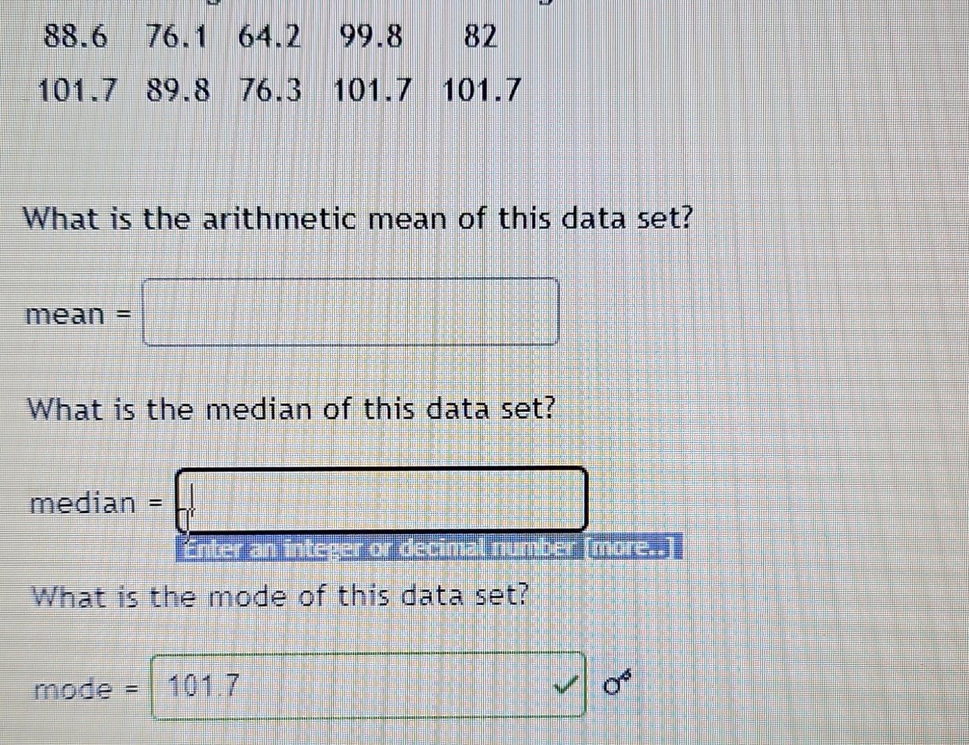 Solved What is the arithmetic mean of this data set? mean | Chegg.com