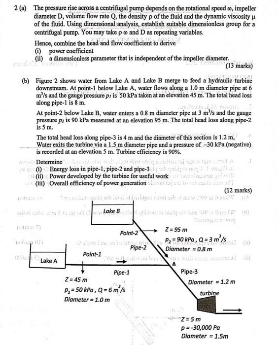 Solved 2 (a) The pressure rise across a centrifugal pump | Chegg.com