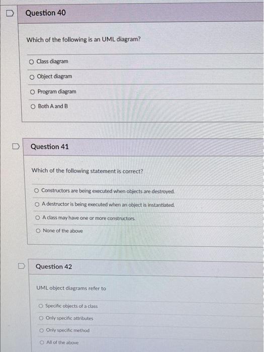 Solved D Question 40 Which of the following is an UML | Chegg.com