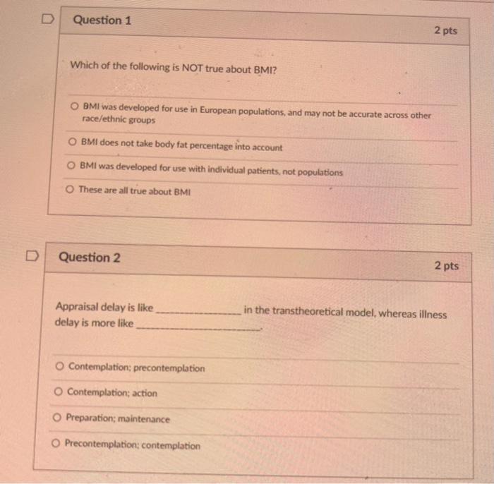 Solved Which of the following is NOT true about BMI? BMI was