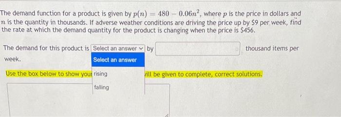 Solved The demand function for a product is given by | Chegg.com