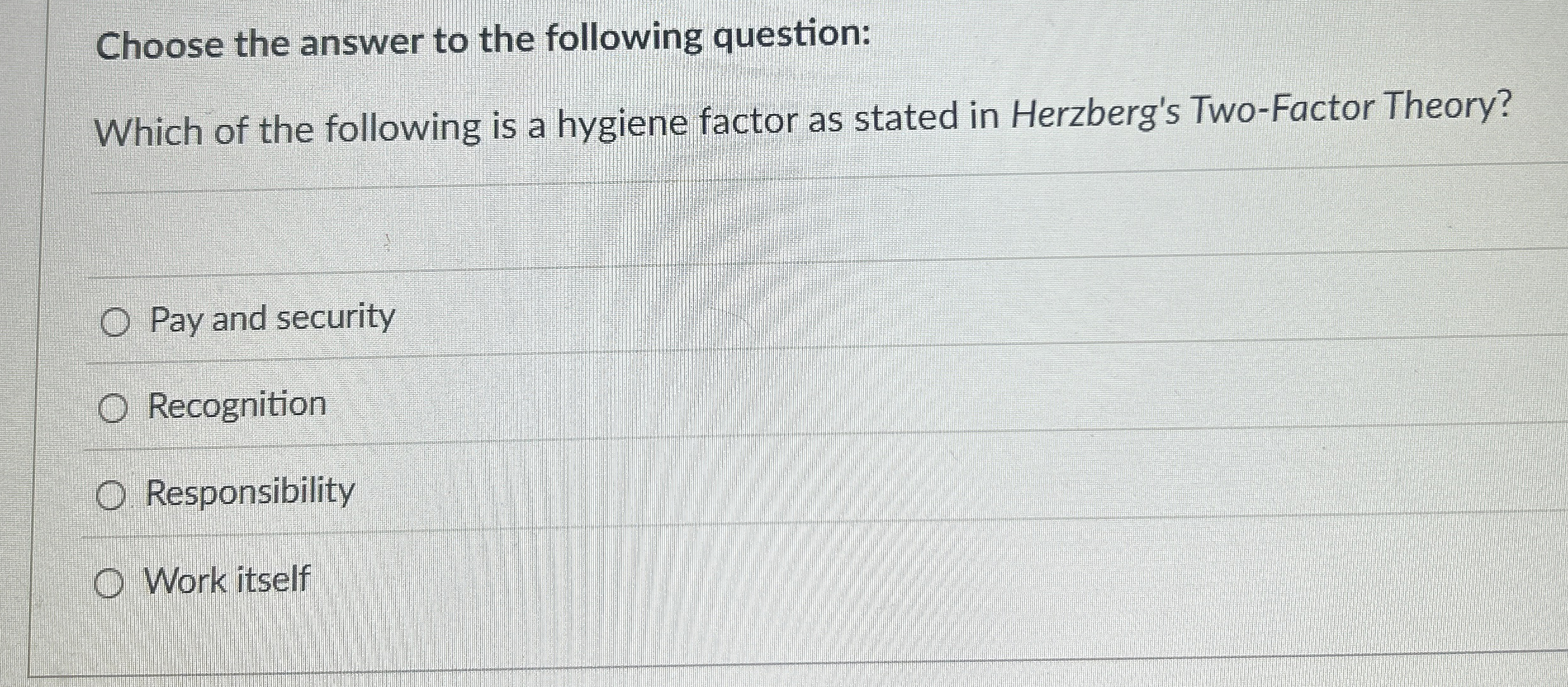 Solved Choose The Answer To The Following Question Which