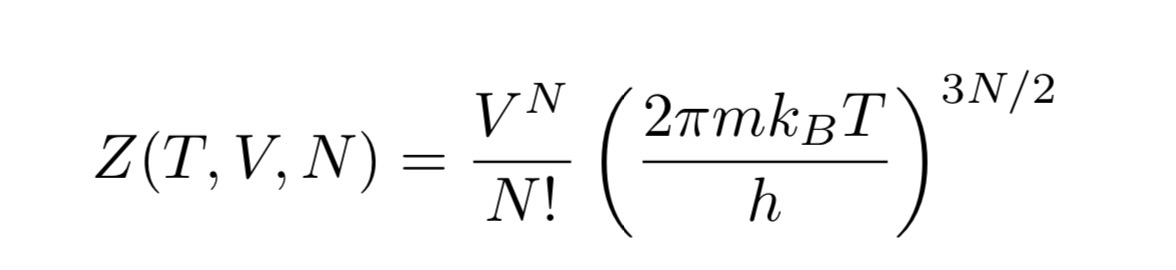 Solved The partition function for an ideal gas is given | Chegg.com