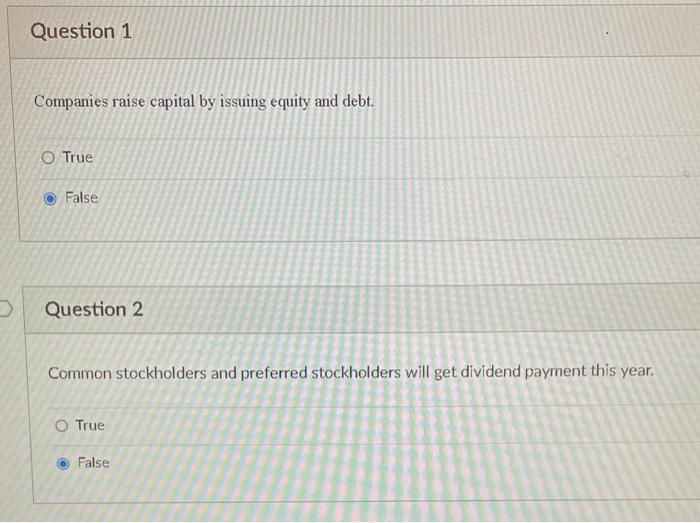 Solved Question 1 Companies Raise Capital By Issuing Equity | Chegg.com