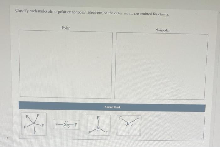 Solved Classify Each Molecule As Polar Or Nonpolar 1845