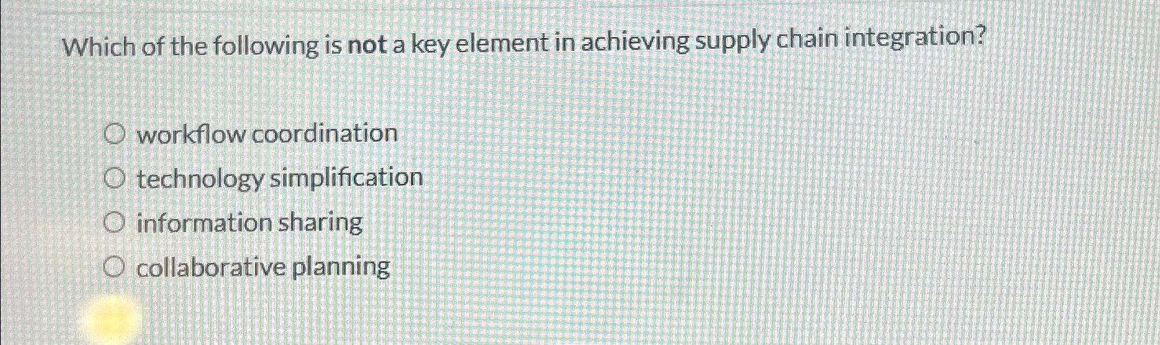 Solved Which of the following is not a key element in | Chegg.com