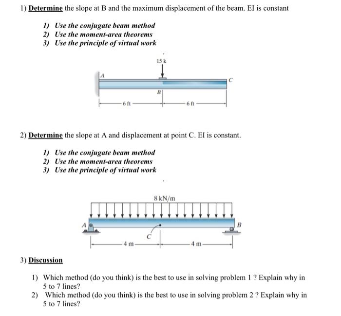 Solved 1) Determine the slope at B and the maximum | Chegg.com