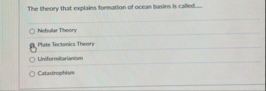 Solved The theory that explains formation of ocean basins is | Chegg.com