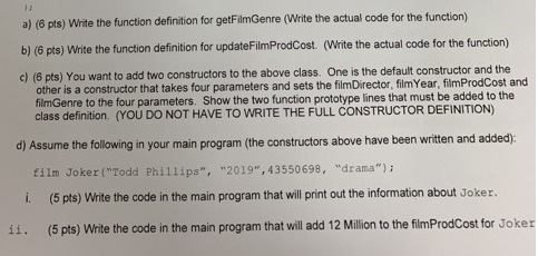 Solved C Class Movie Public Void Setfilmdirector String Chegg Com