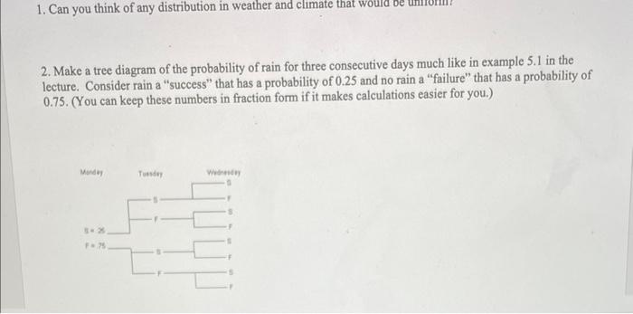 Solved 1. Can you think of any distribution in weather and | Chegg.com