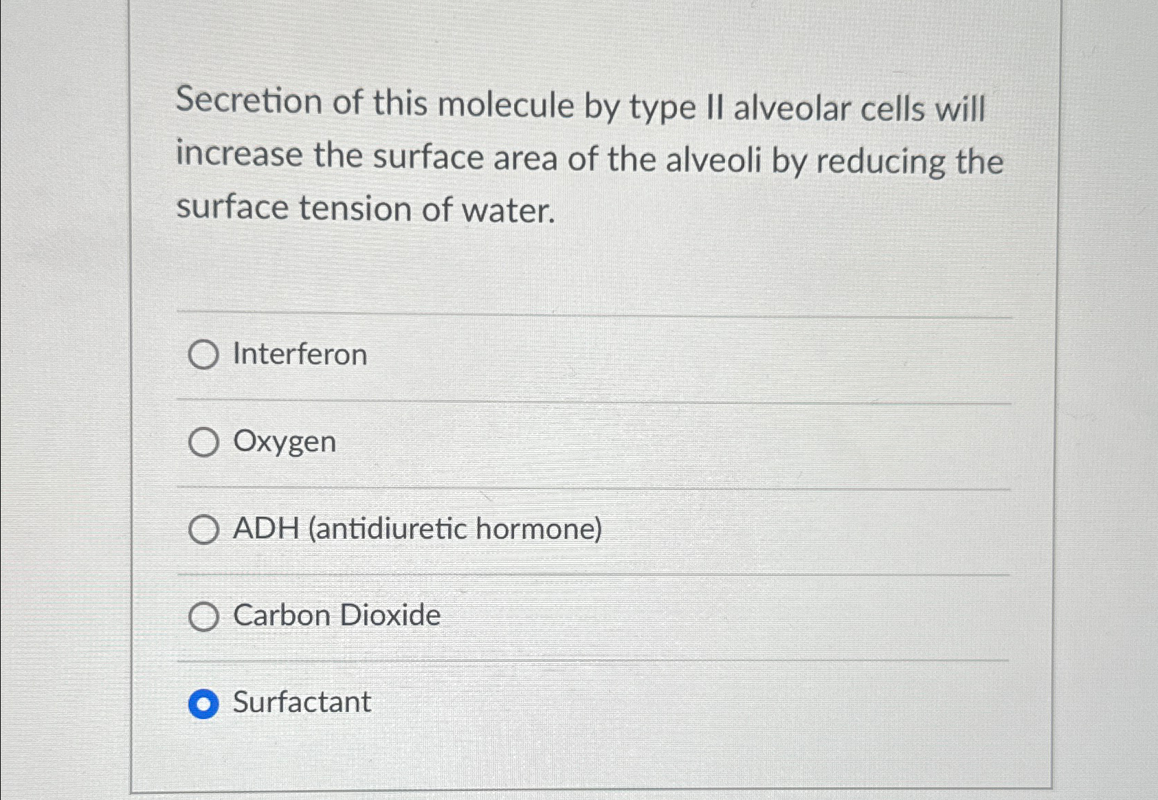 Solved Secretion of this molecule by type II alveolar cells | Chegg.com