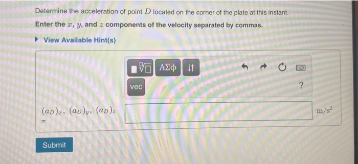 Solved Part A At the instant shown the shaft and plate | Chegg.com