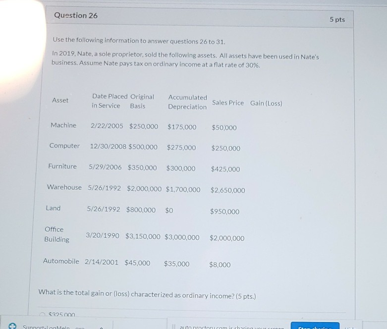 Solved Question 26 5 pts Use the following information to | Chegg.com