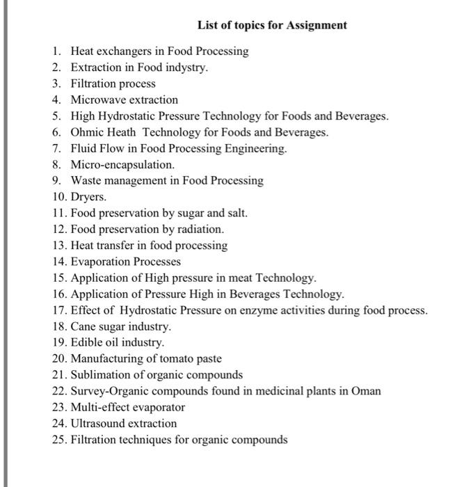 Solved Food Engineering FSHN 414 Report (10 Marks) Notes: - | Chegg.com