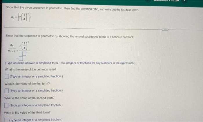 Solved Show that the given sequence is geometric Then find | Chegg.com