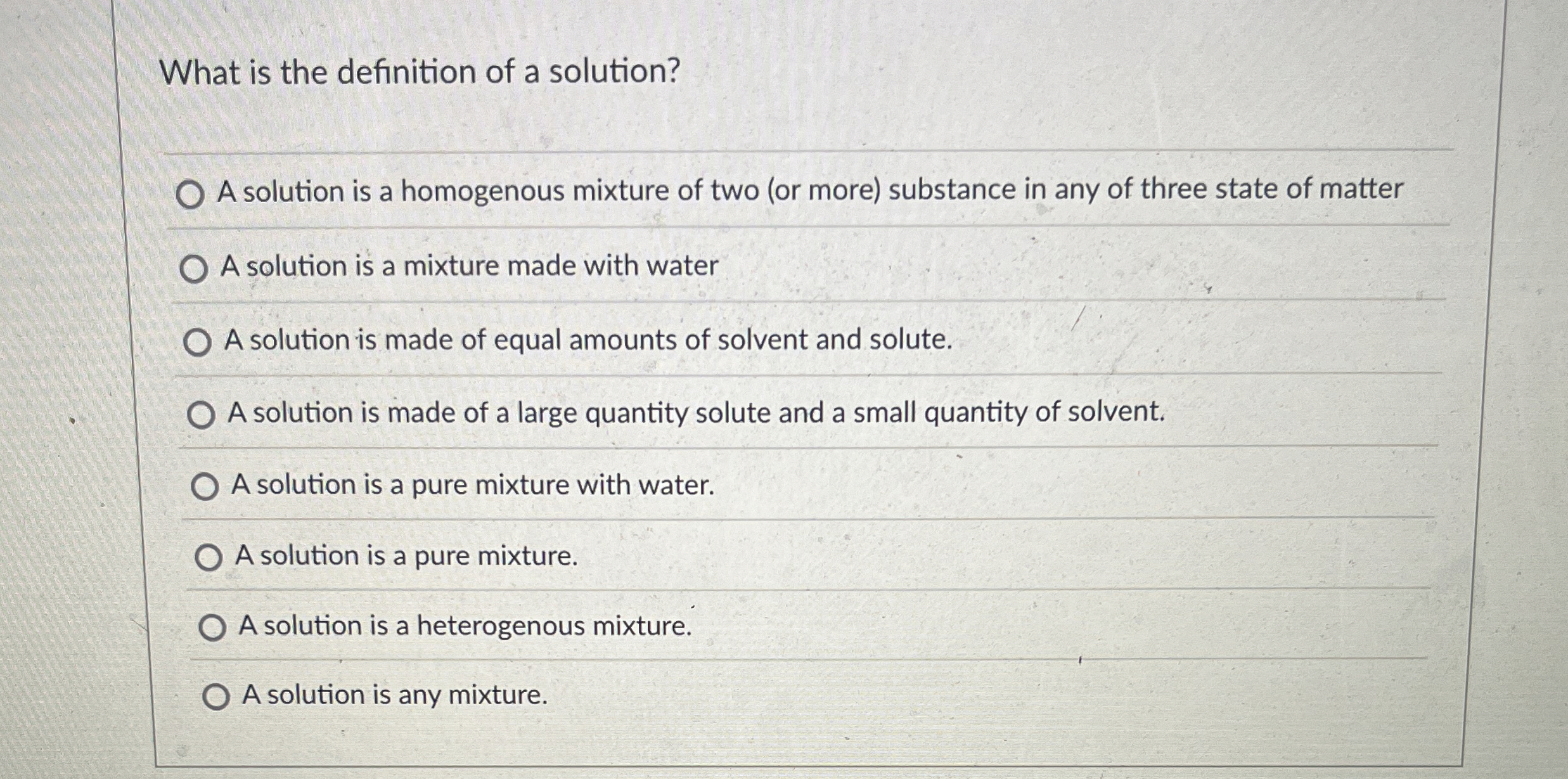 Solved What is the definition of a solution?A solution is a