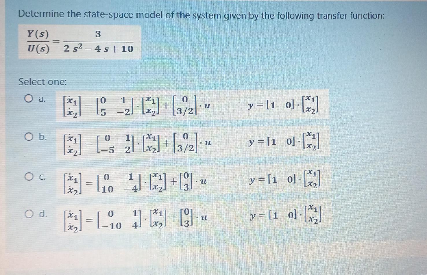 Solved Determine The State-space Model Of The System Given | Chegg.com