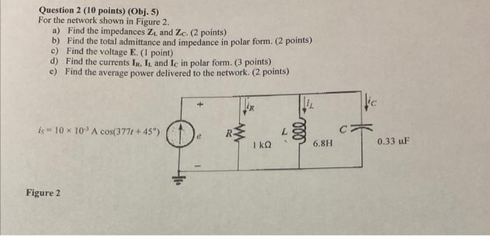 Solved Question 2 (10 points) (Obj. 5) For the network shown | Chegg.com