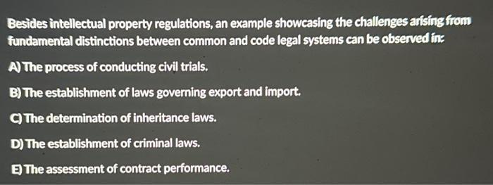 Besides intellectual property regulations, an example | Chegg.com