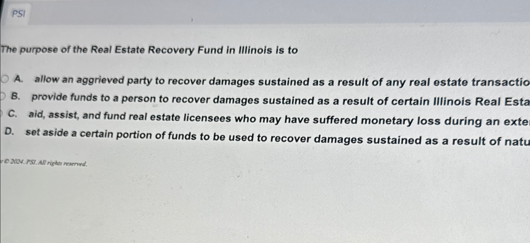 Solved The purpose of the Real Estate Recovery Fund in